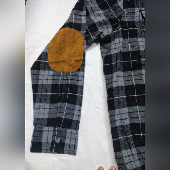 Men's Charcoal Aventyr Plaid Elbow Flannel Shirt Men's Xl Deep Zipper Side Pocke - Picture 8 of 9